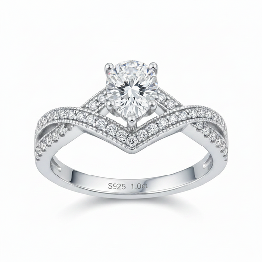 Moissanit Diamond Frame Ring